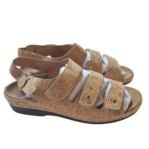 Helle Comfort Thandie Cork Women's 39 Resortwear Leather Casual Velcro Sandal